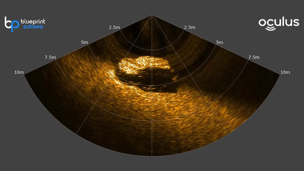 Realtidssonar av bil under vatten — multibeam sonarscanning